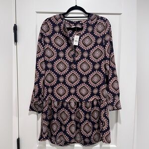 LOFT Long Sleeve Geometric Dress